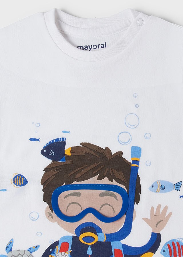 T-Shirt neonato Mayoral bianca stampa sub - ErreGiModaBimbo
