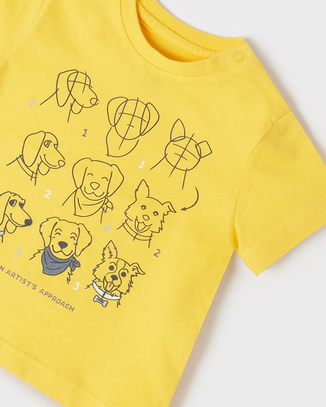 T-Shirt neonato Mayoral gialla cani artisti - ErreGiModaBimbo