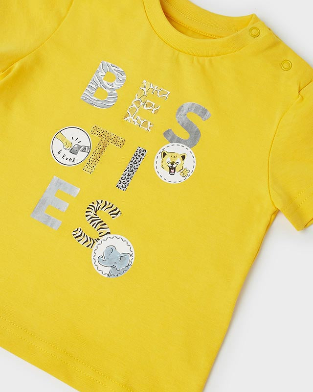 T-Shirt neonato Mayoral gialla Safari "BESTIES" - ErreGiModaBimbo