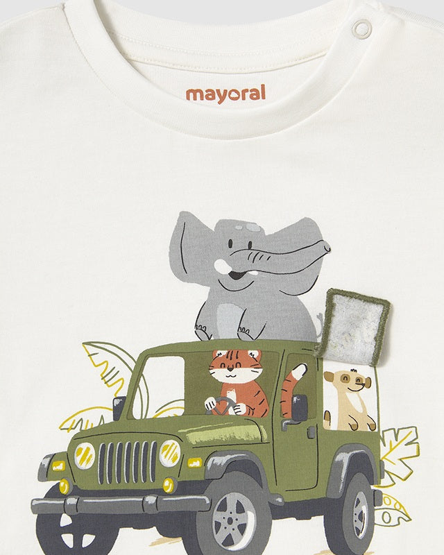 T-Shirt neonato Mayoral Safari interattiva panna Mayoral Panna