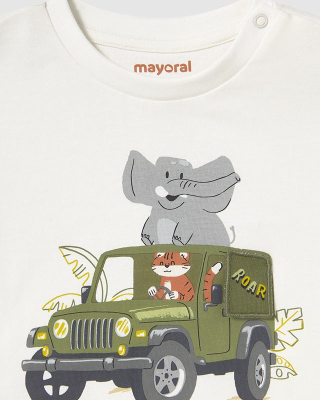 T-Shirt neonato Mayoral Safari interattiva panna Mayoral Panna