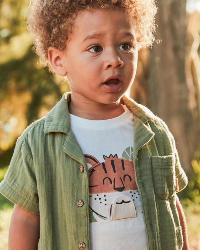 T-Shirt neonato Mayoral Tigre interattiva panna Mayoral Panna