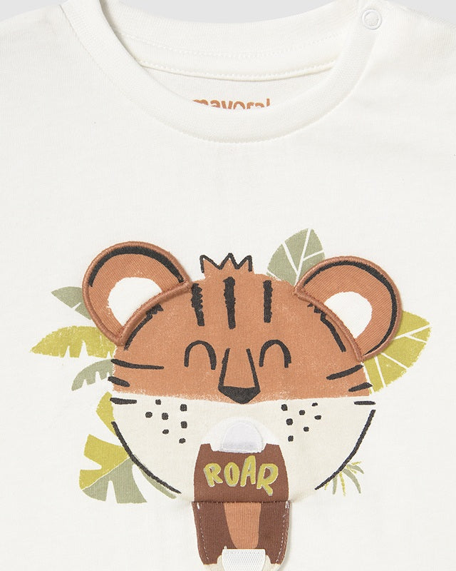 T-Shirt neonato Mayoral Tigre interattiva panna Mayoral Panna
