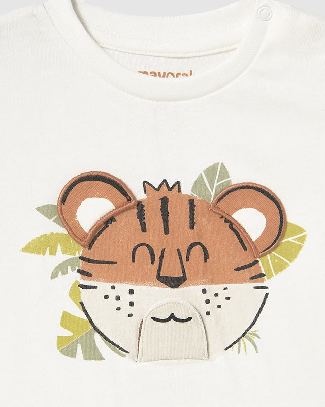T-Shirt neonato Mayoral Tigre interattiva panna Mayoral Panna