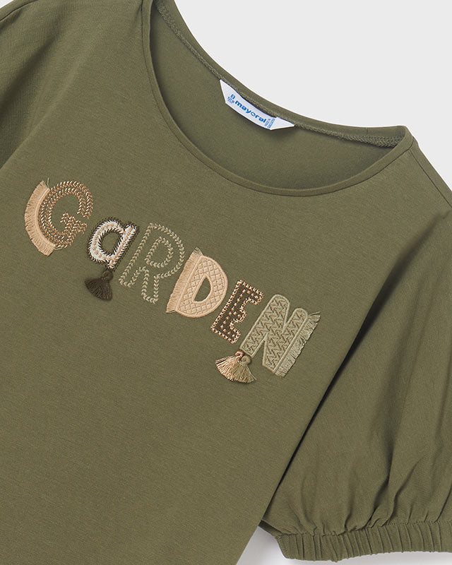 T-Shirt ragazza Mayoral verde "GARDEN" - ErreGiModaBimbo