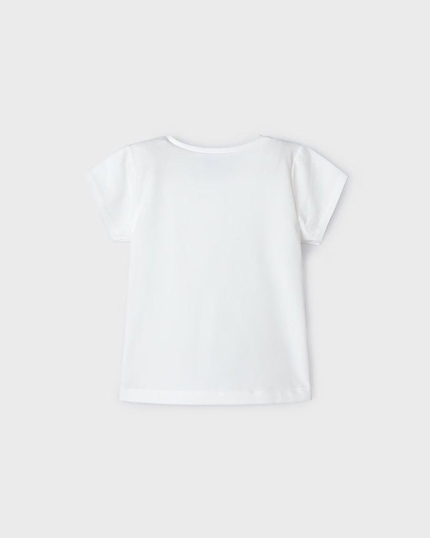 T-Shirt ricamata fresco cotone bambina Mayoral bianca Flower Mayoral Panna