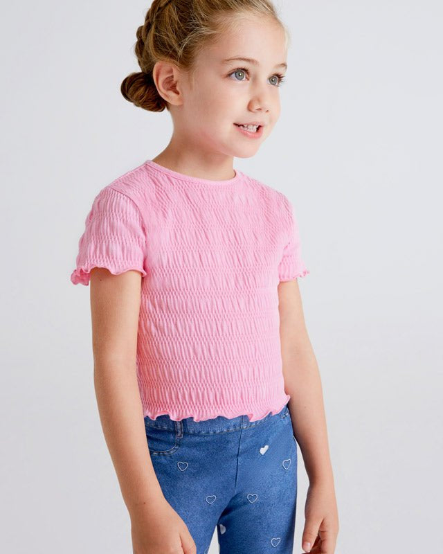 T-Shirt rosa arricciata bambina Mayoral - ErreGiModaBimbo