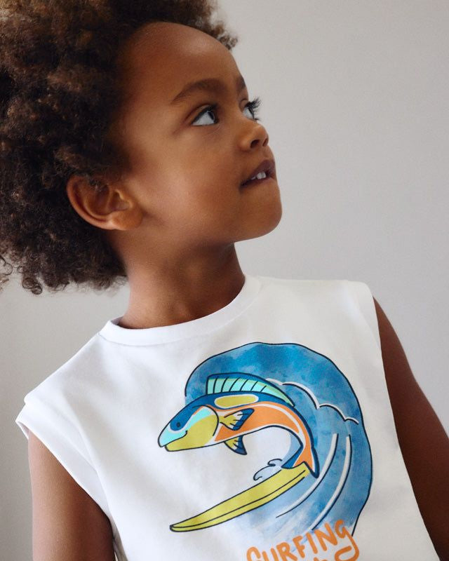 T-shirt bambino bianca pesce surfing Mayoral Mayoral 2 Anni 92cm
