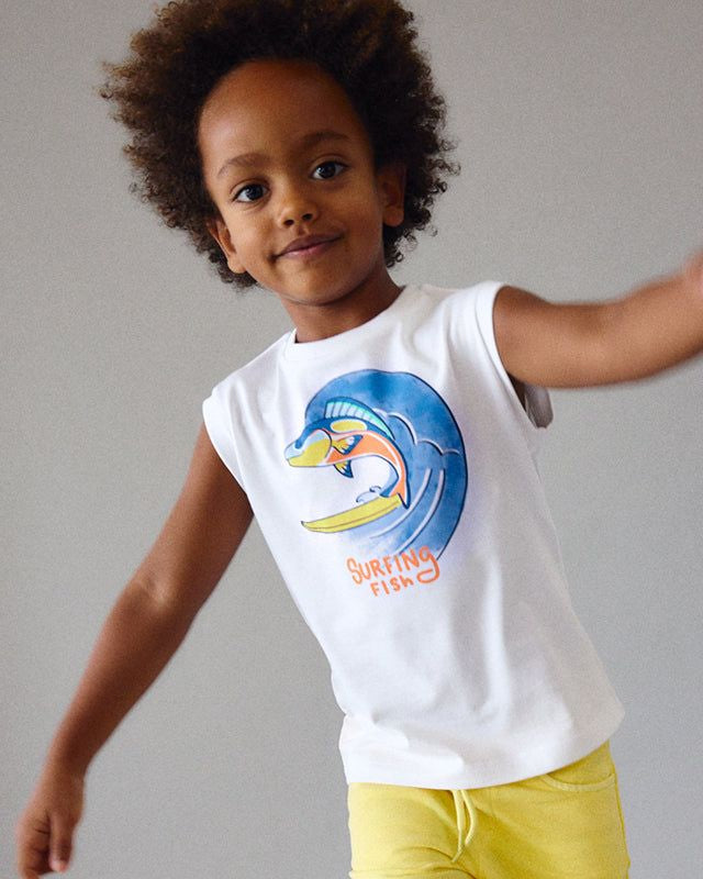 T-shirt bambino bianca pesce surfing Mayoral Mayoral 2 Anni 92cm