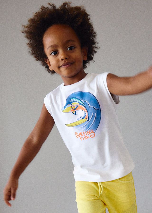 T-shirt bambino bianca pesce surfing Mayoral Mayoral 2 Anni 92cm