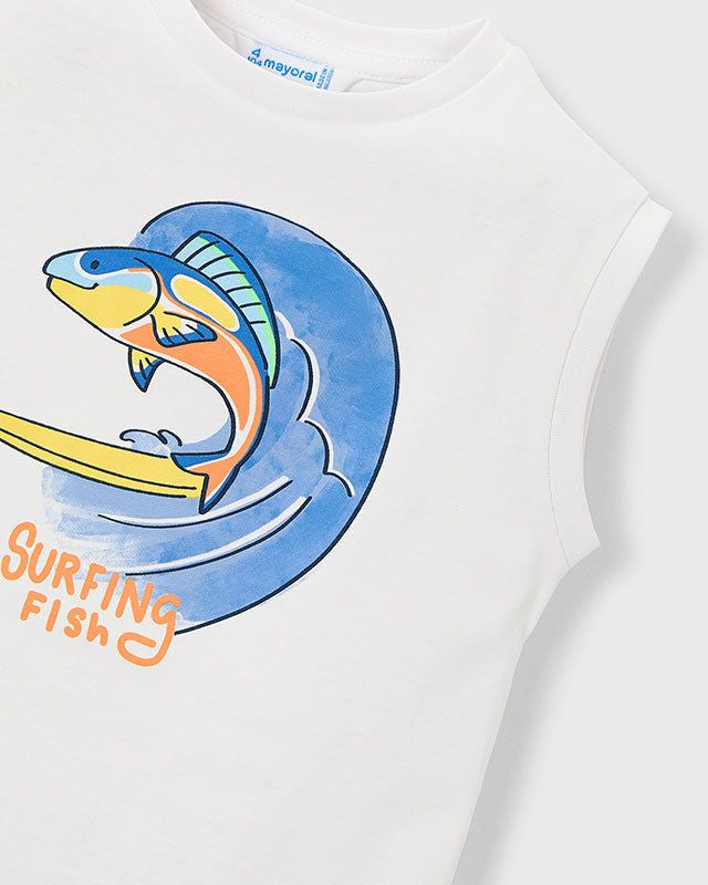 T-shirt bambino bianca pesce surfing Mayoral Mayoral 2 Anni 92cm