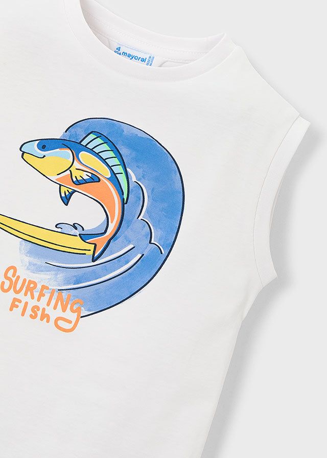 T-shirt bambino bianca pesce surfing Mayoral Mayoral 2 Anni 92cm