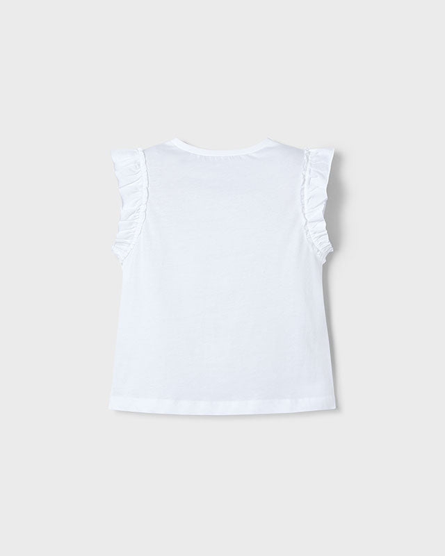 T-Shirt smanicata traforata bambina Mayoral bianca Mayoral Bianco