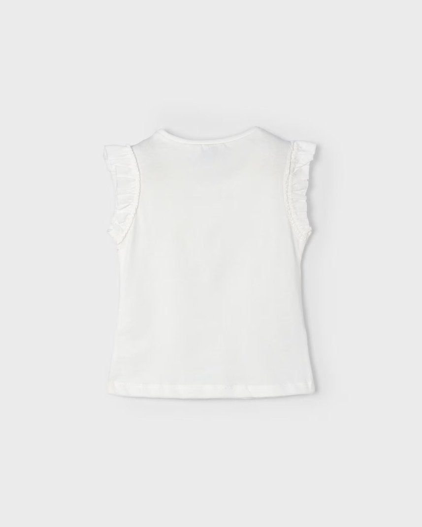 T-Shirt smanicata traforata fresco cotone bambina Mayoral panna Mayoral Panna