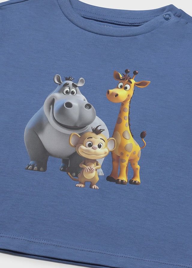 T-shirt neonato animaletti Mayoral blu cobalto Mayoral 6 Mesi 68cm