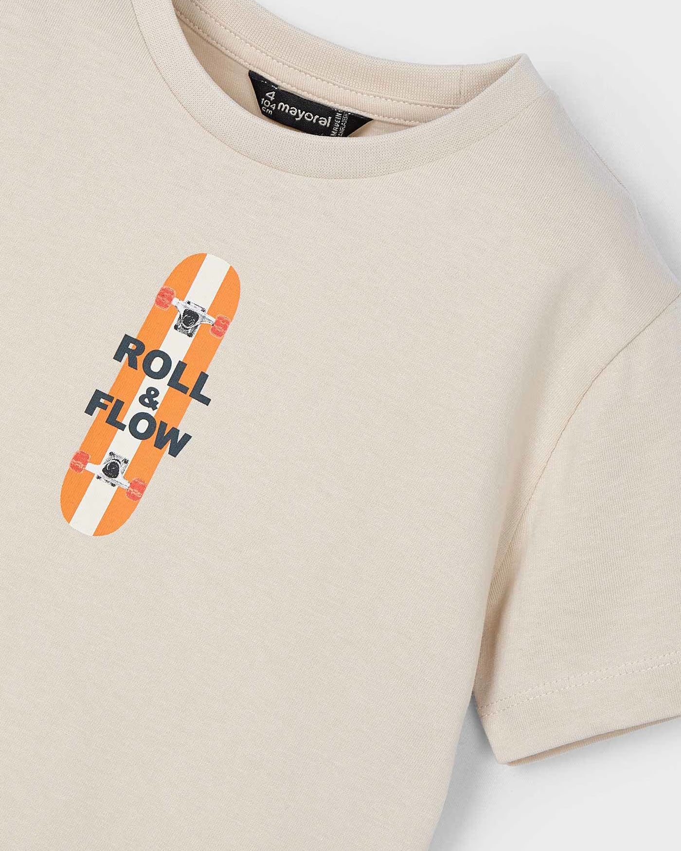 T-Shirt stampa posteriore skateboard bambino Mayoral beige chiaro Mayoral Beige