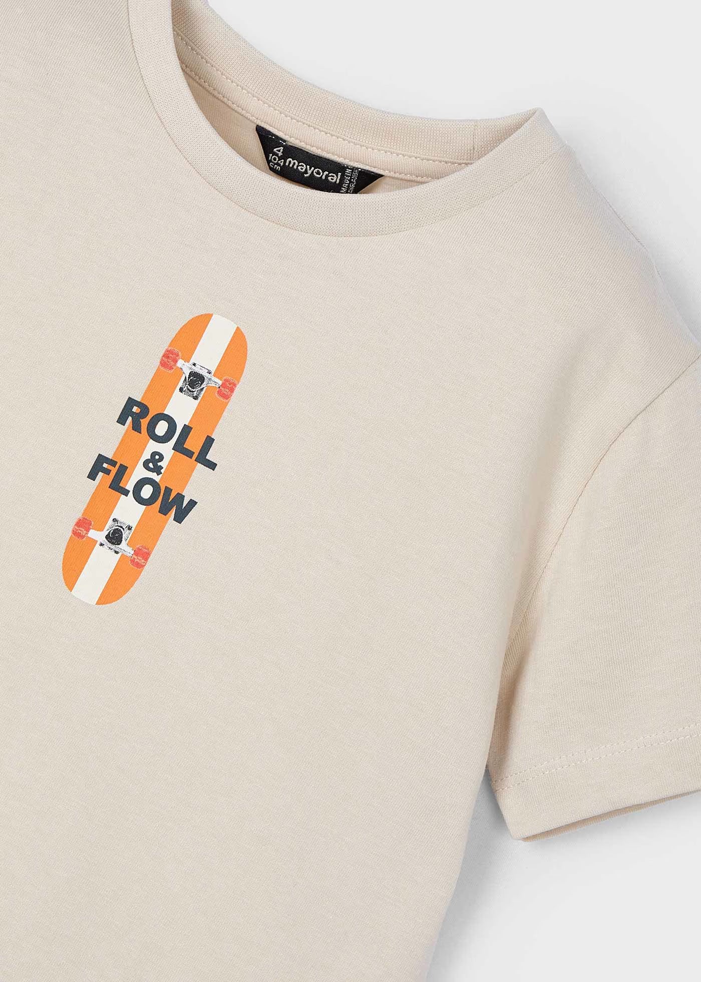 T-Shirt stampa posteriore skateboard bambino Mayoral beige chiaro Mayoral Beige