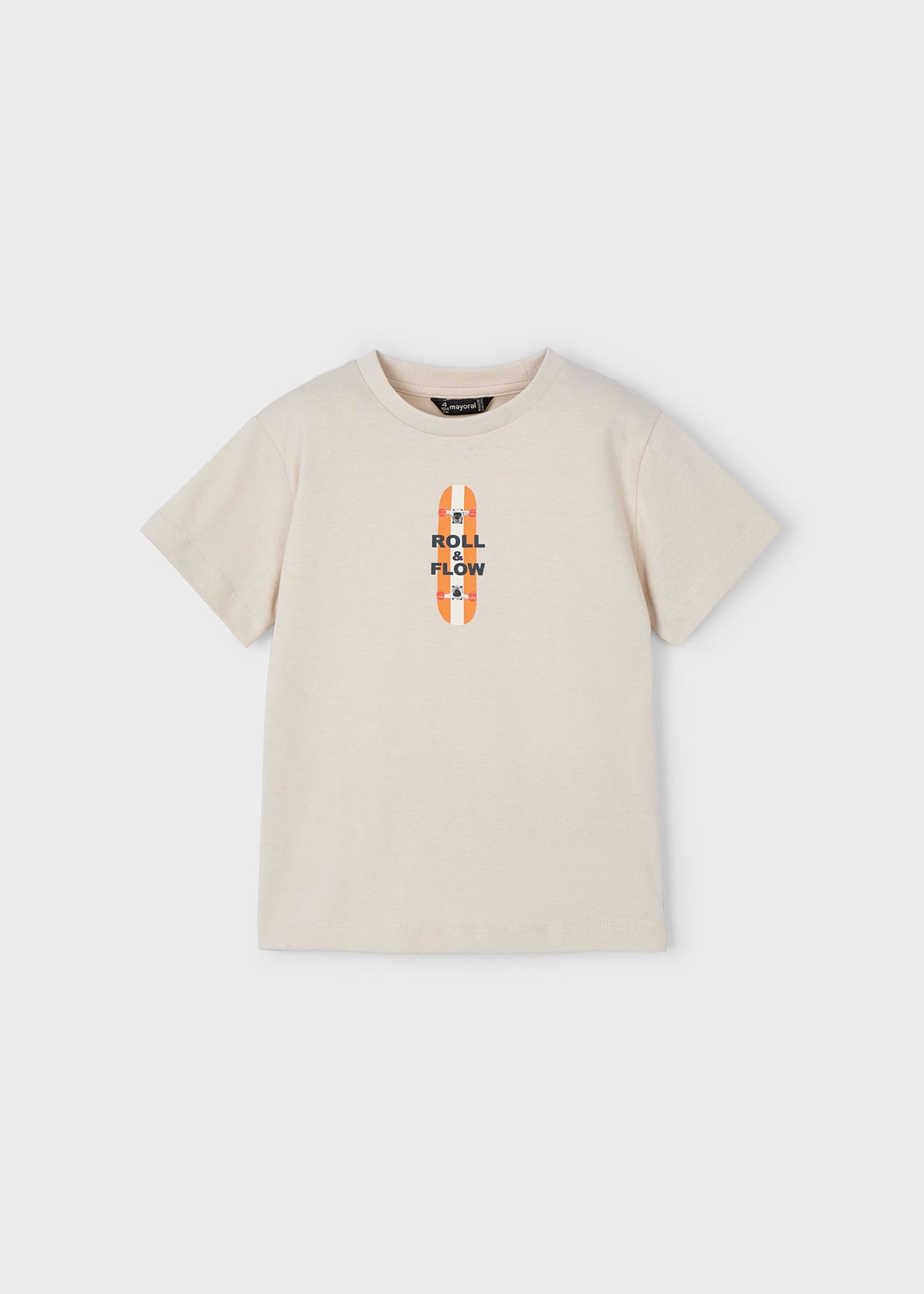 T-Shirt stampa posteriore skateboard bambino Mayoral beige chiaro Mayoral Beige