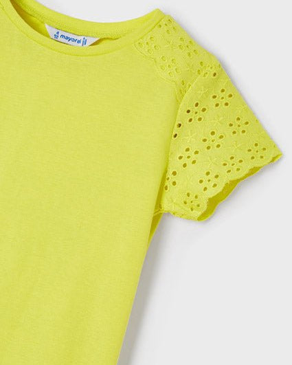 T-shirt traforata bambina Mayoral gialla limone - ErreGiModaBimbo