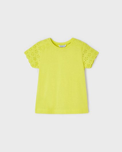 T-shirt traforata bambina Mayoral gialla limone - ErreGiModaBimbo