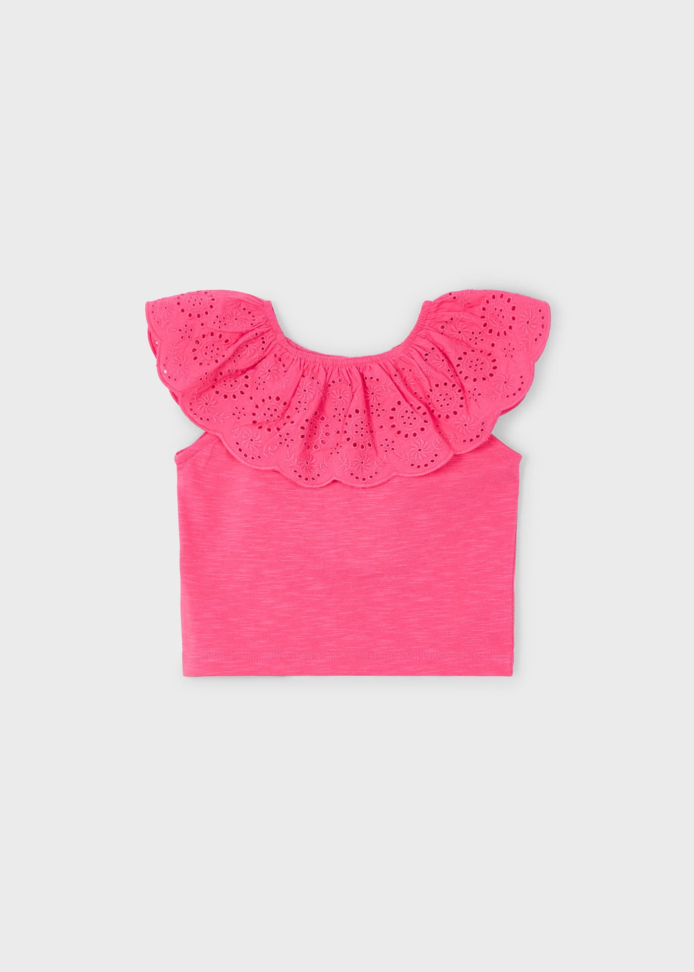 T-shirt volant traforata bambina Mayoral rosa peonia Mayoral Rosa
