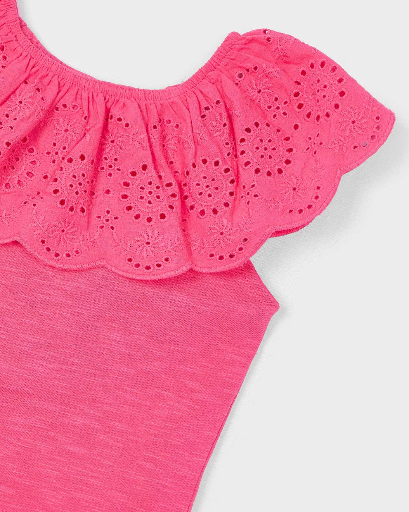 T-shirt volant traforata bambina Mayoral rosa peonia Mayoral Rosa