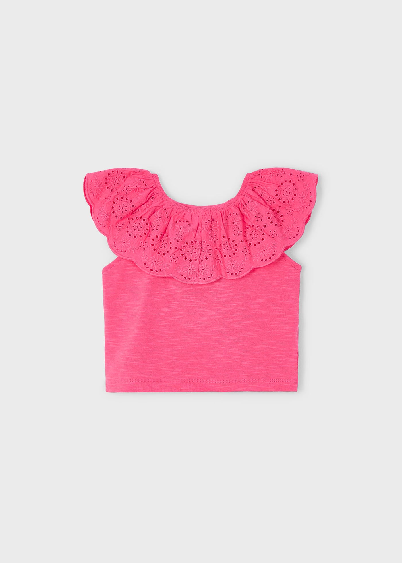 T-shirt volant traforata bambina Mayoral rosa peonia Mayoral Rosa