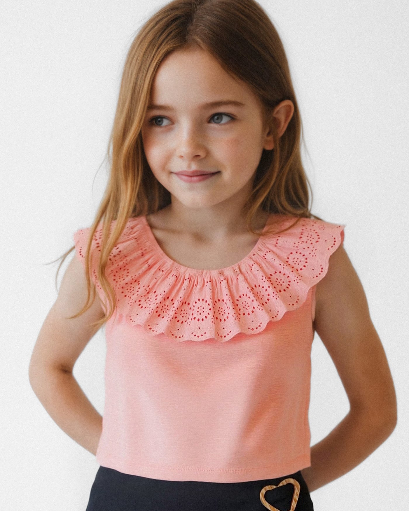 T-shirt volant traforata bambina Mayoral rosa salmone Mayoral 2 Anni 92cm