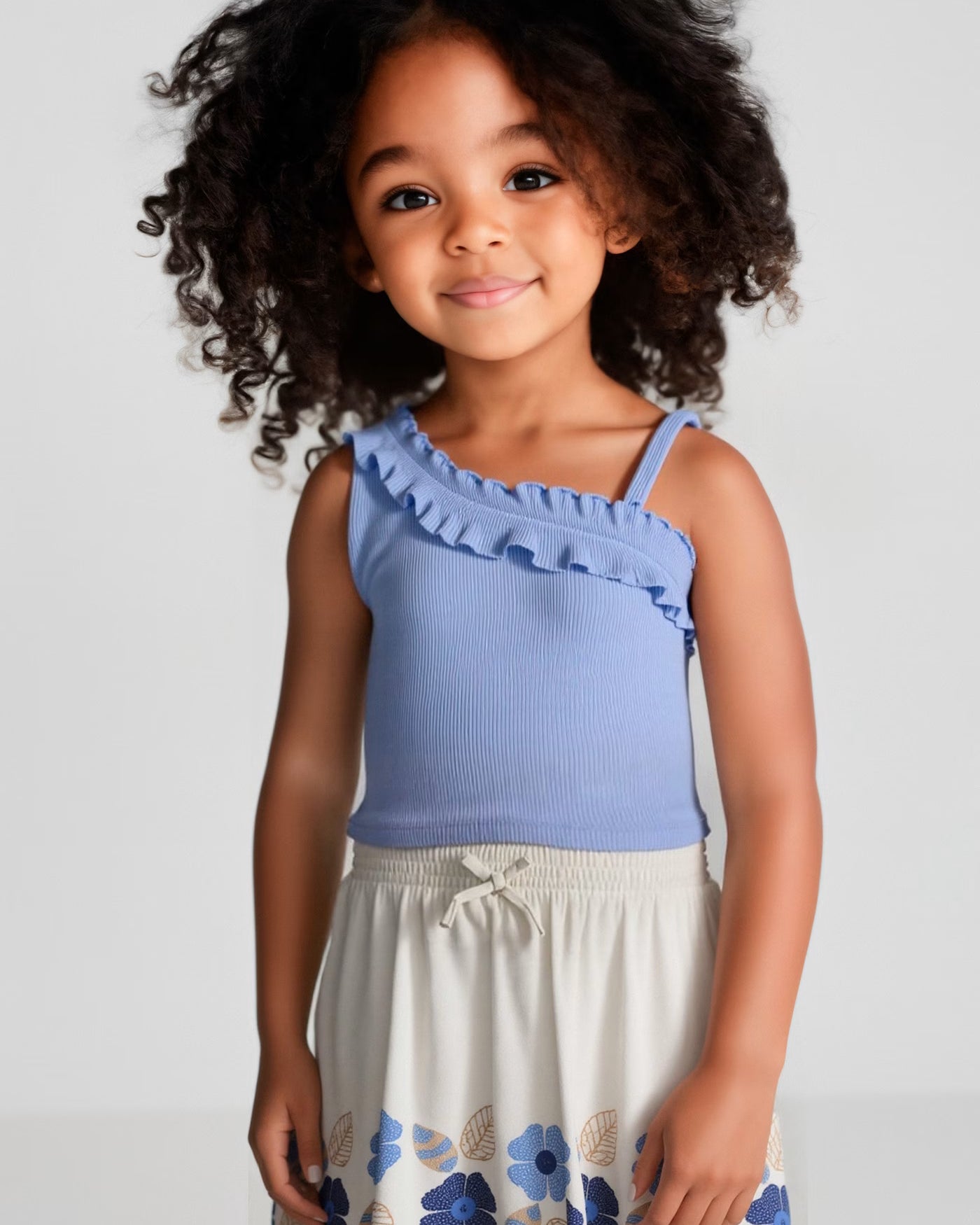 Top asimmetrico volant bambina Mayoral indaco Mayoral Carta Zucchero