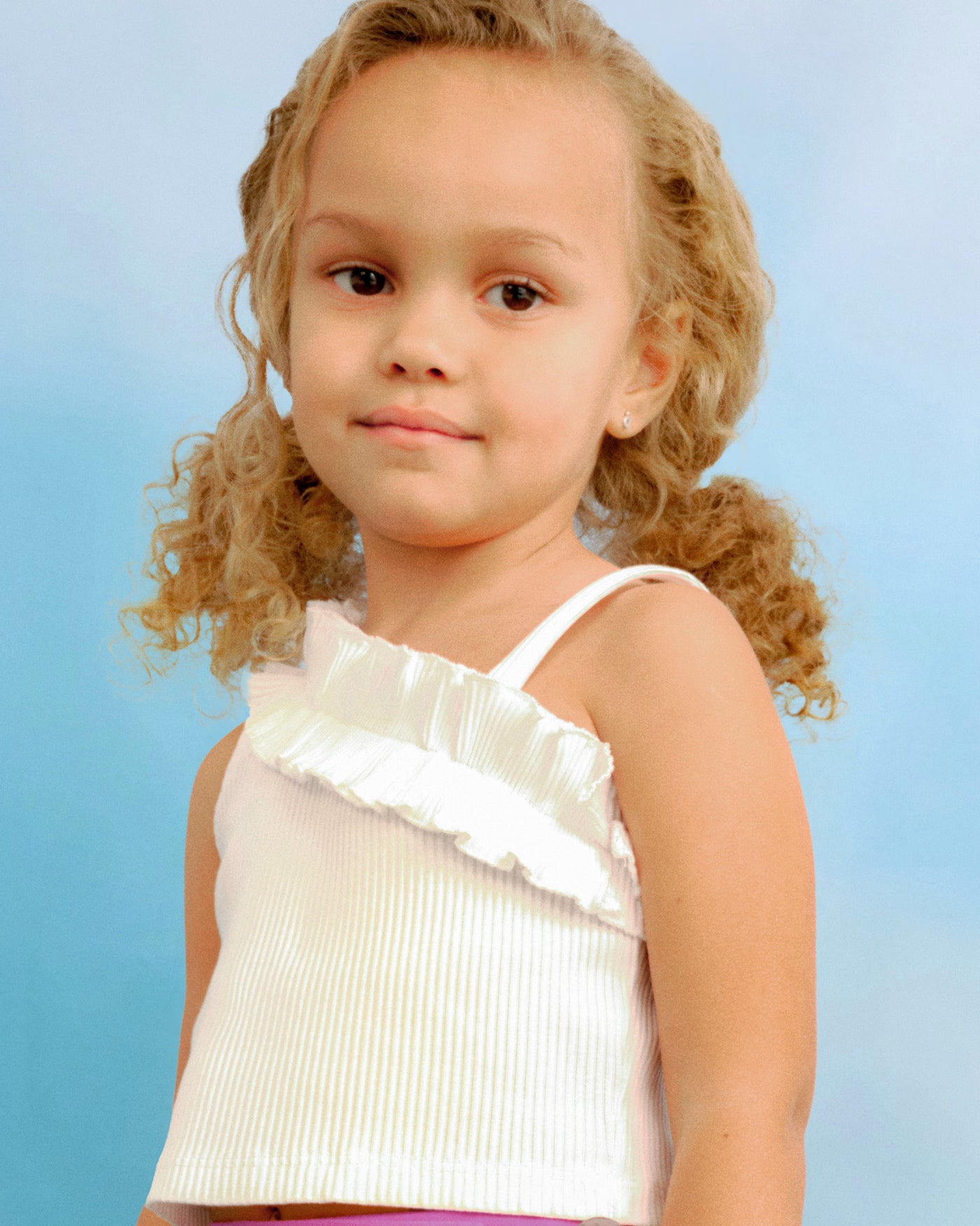 Top asimmetrico volant bambina Mayoral bianco Mayoral Bianco