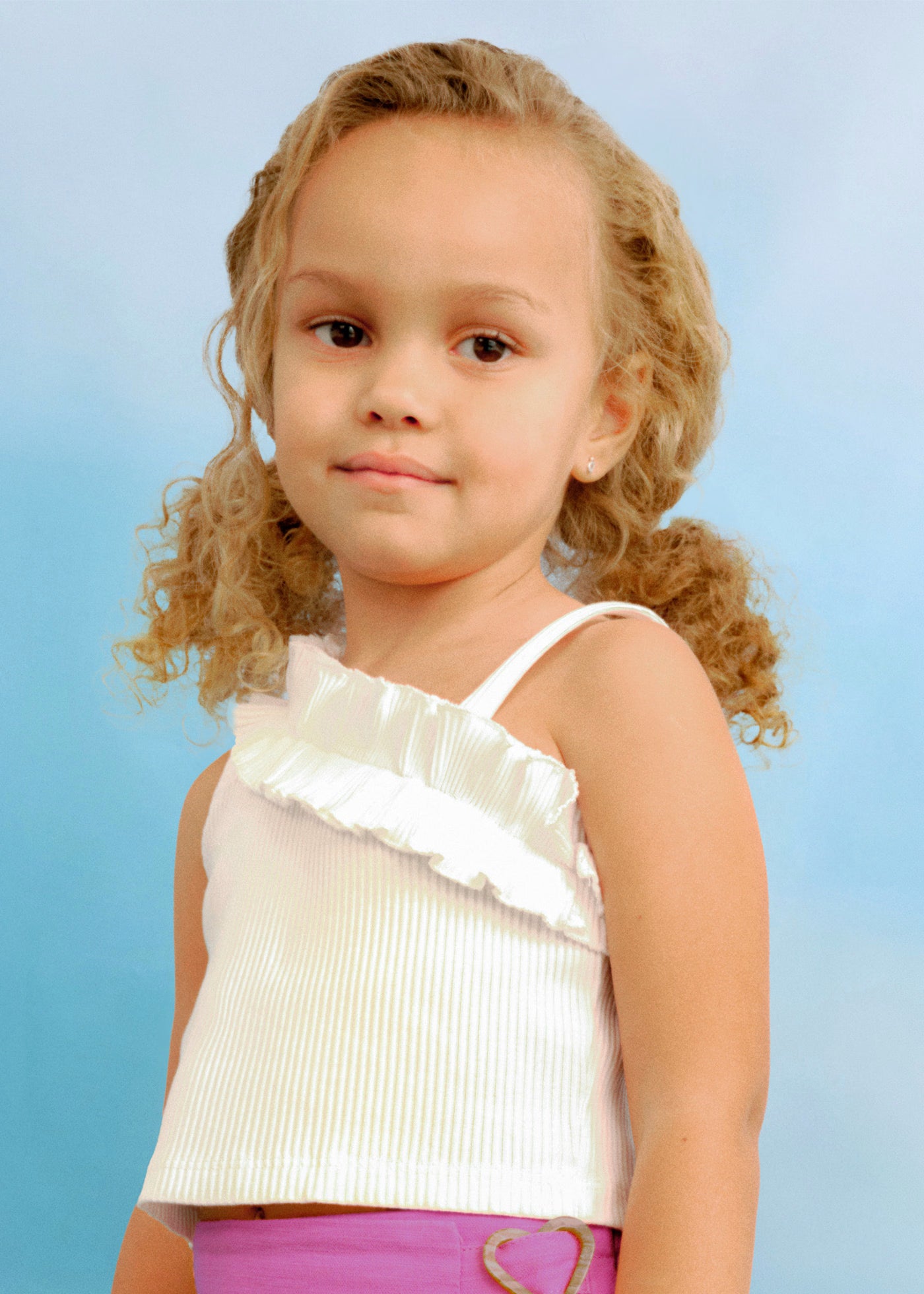 Top asimmetrico volant bambina Mayoral bianco Mayoral Bianco