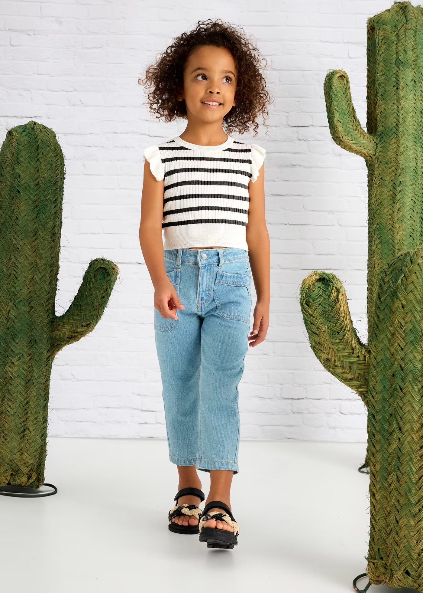 Top tricot costine bambina Mayoral bianca righe atrancite Mayoral Bianco