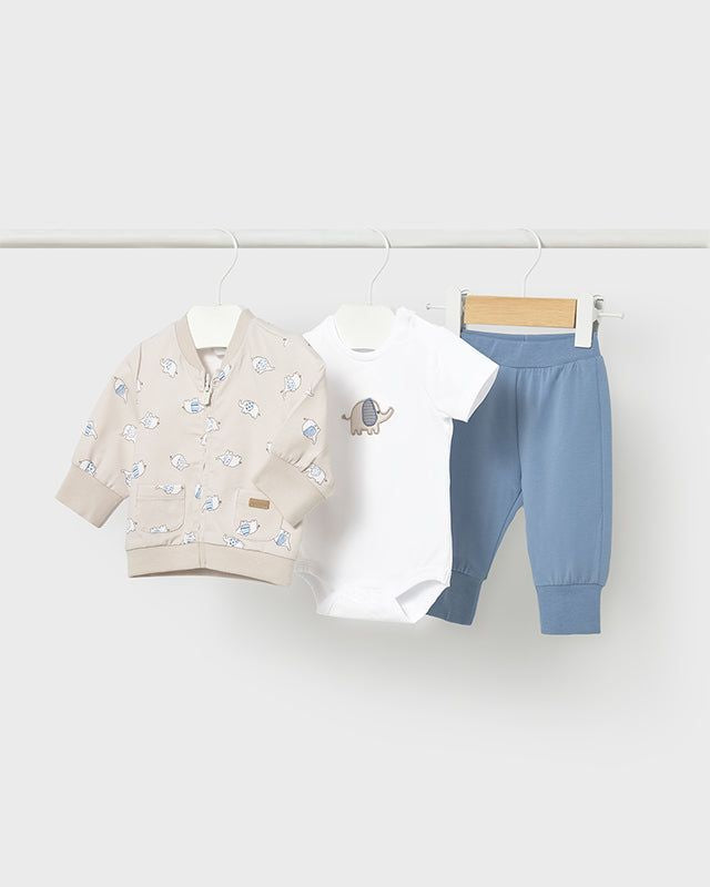 Tuta 3 pezzi con felpa zip e body neonato elefanti Mayoral 0-1 Mesi 55cm