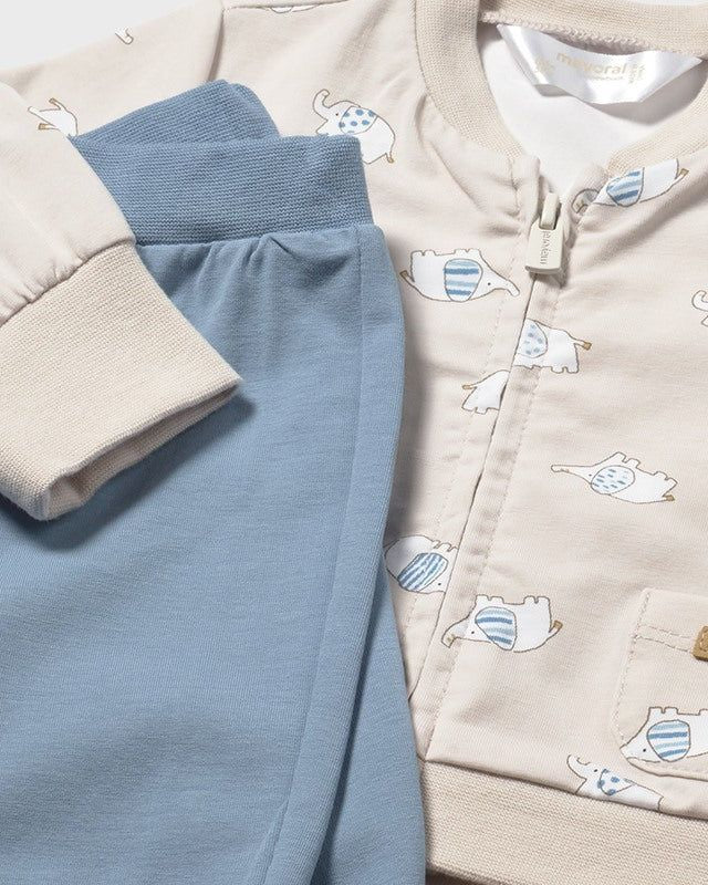 Tuta 3 pezzi con felpa zip e body neonato elefanti Mayoral 0-1 Mesi 55cm
