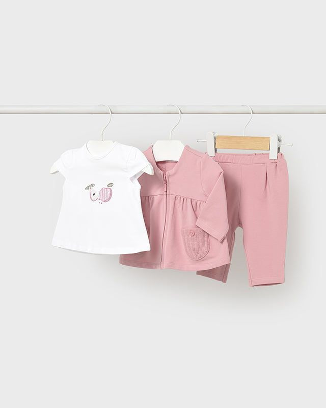 Tuta neonata 3 pezzi Mayoral con felpa zip rosa Mayoral 0-1 Mesi 55cm
