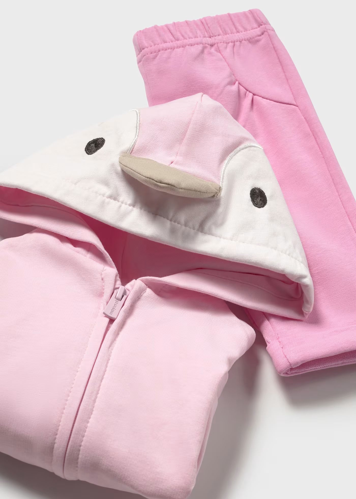 Tuta 3 pezzi con felpa zip neonata Mayoral Newborn Uccellino rosa Mayoral Rosa