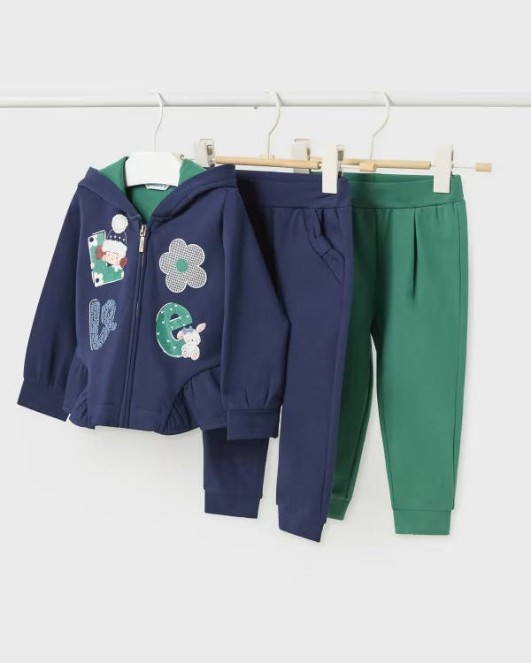 Tuta 3 pezzi neonata Mayoral blu-verde con 2 pantaloni - ErreGiModaBimbo