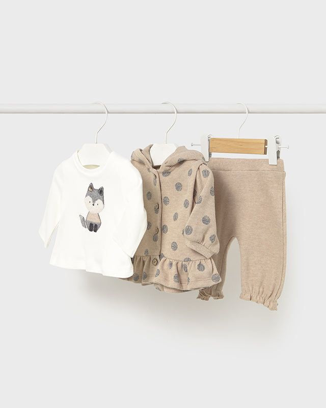 Tuta 3 pezzi neonata Mayoral Newborn pois beige Mayoral 0-1 Mesi 55cm