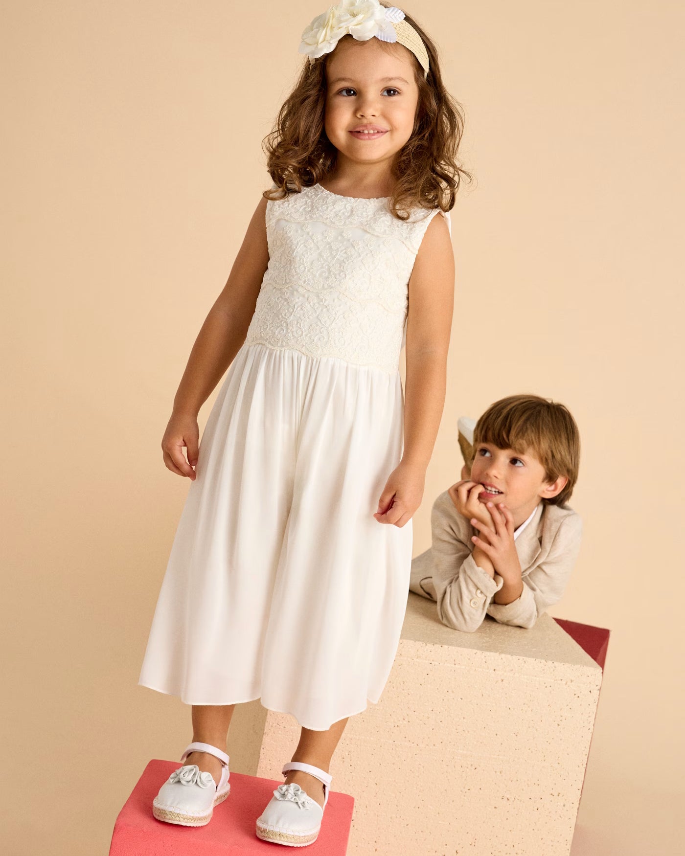 Tuta cerimonia bambina Mayoral panna floreale Mayoral Panna