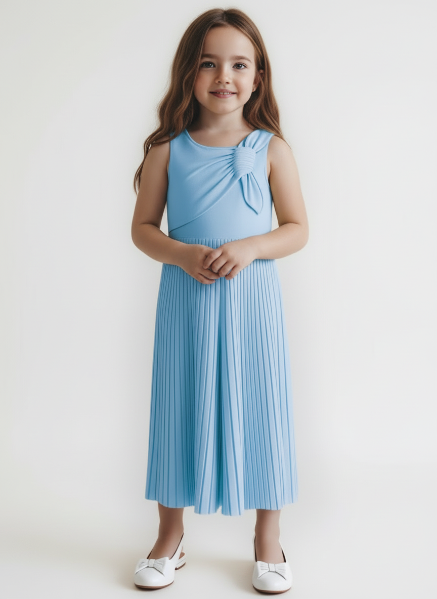 Tuta cerimonia plissettata fiocco bambina Mayoral azzurro cielo Mayoral Azzurro