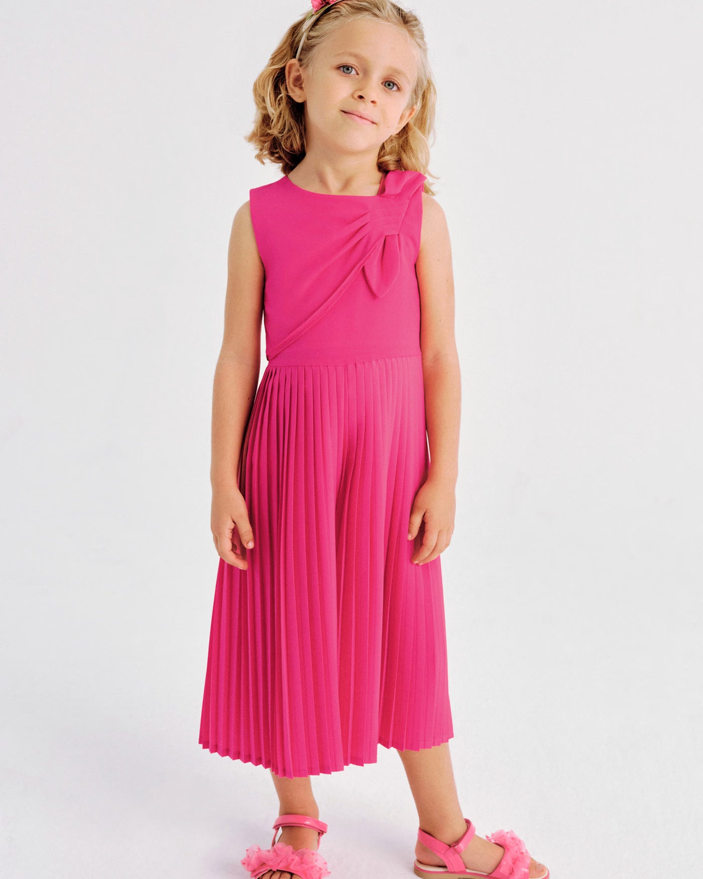 Tuta cerimonia plissettata fiocco bambina Mayoral magenta Mayoral Fucsia