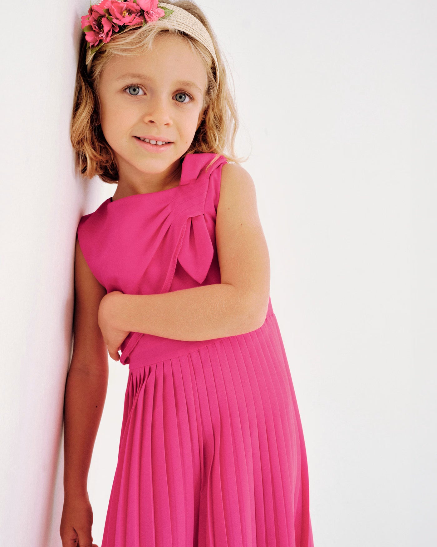 Tuta cerimonia plissettata fiocco bambina Mayoral magenta Mayoral Fucsia