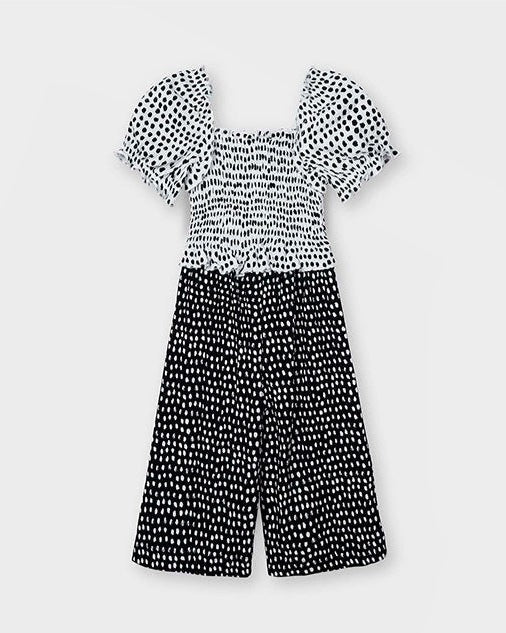 Tuta combinata bambina Mayoral bianco e nero pois - ErreGiModaBimbo