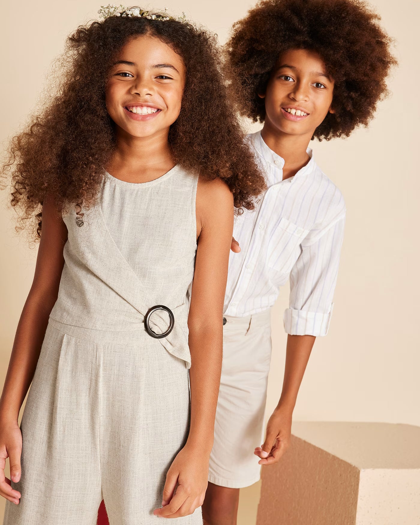 Tuta fresca misto lino-viscosa ragazza Mayoral beige sabbia Mayoral 8 Anni 128cm