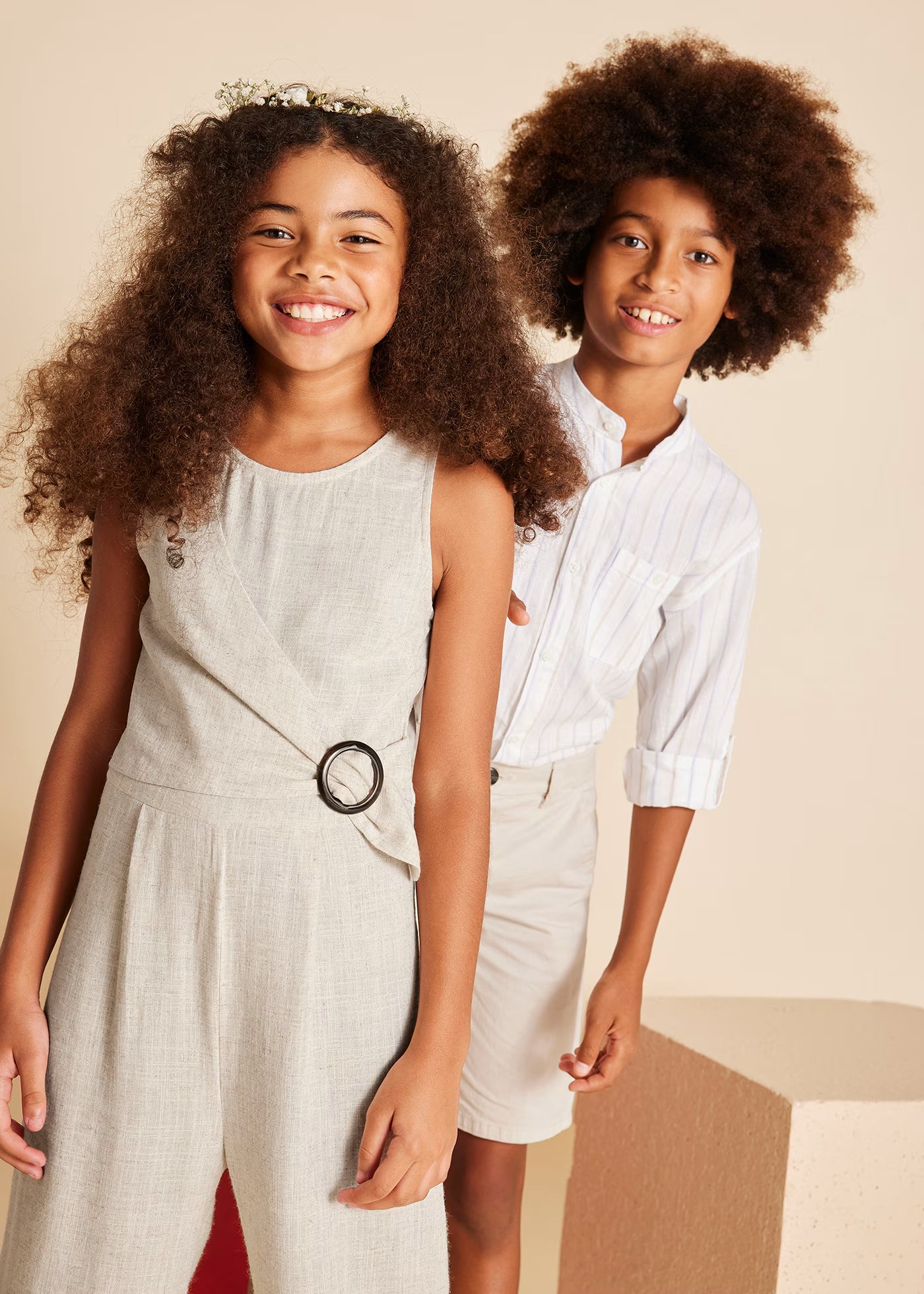 Tuta fresca misto lino-viscosa ragazza Mayoral beige sabbia Mayoral 8 Anni 128cm