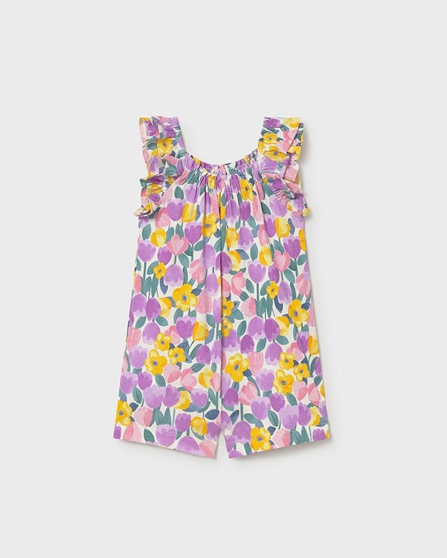 Tuta neonata in cotone floreale lilla Mayoral 6 Mesi 68cm