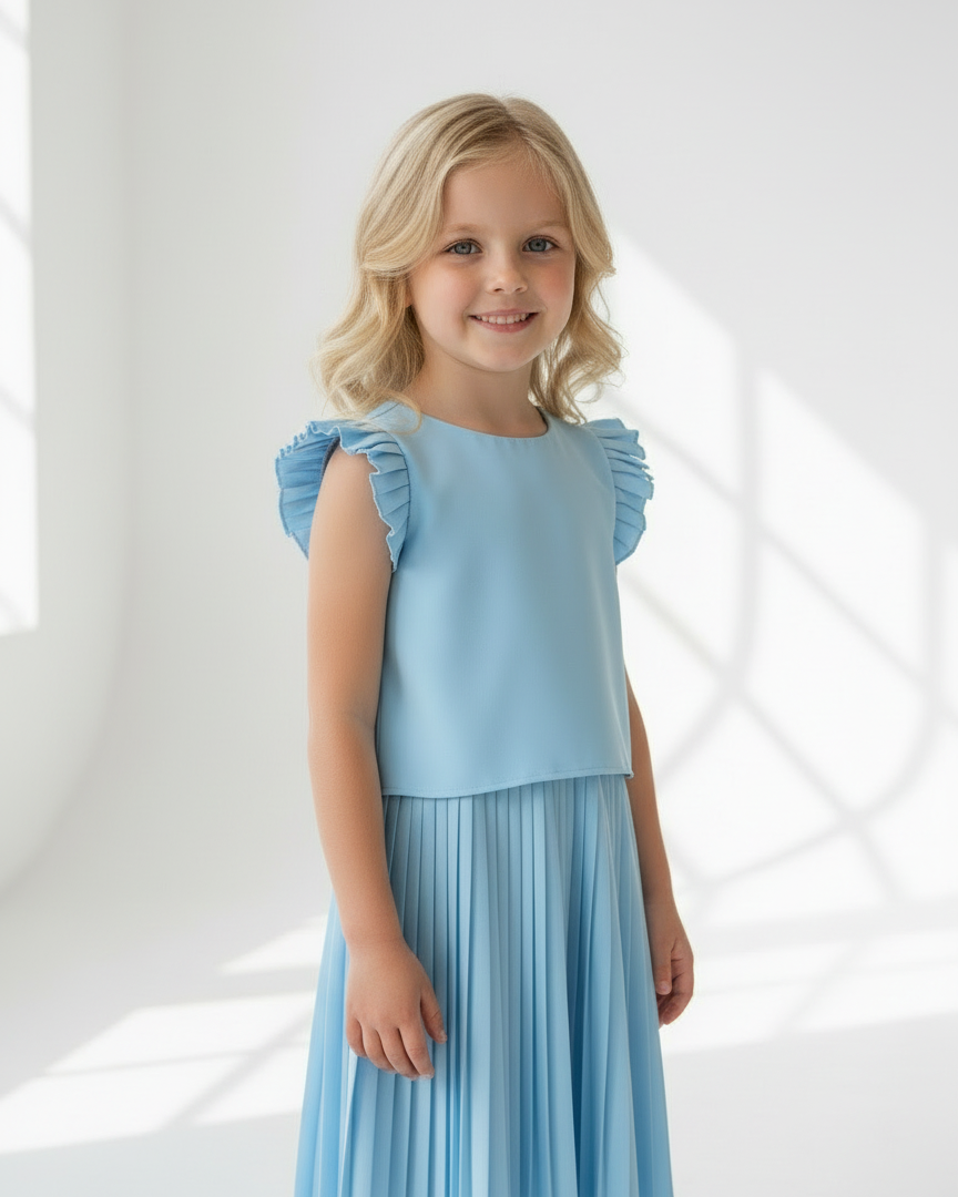 Tuta plissettata bambina Mayoral azzurro cielo Mayoral Azzurro