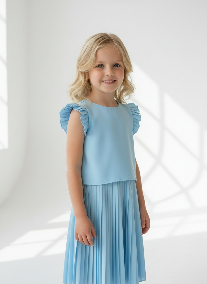Tuta plissettata bambina Mayoral azzurro cielo Mayoral Azzurro