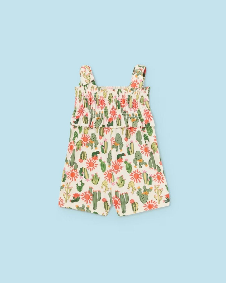Tuta stampata punto smock fresco cotone neonata Mayoral Cactus Mayoral Cecio