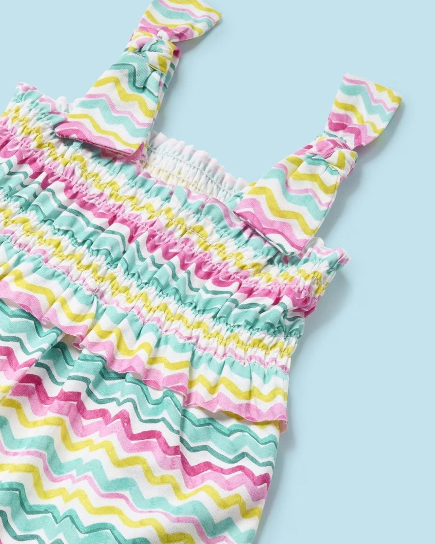 Tuta stampata punto smock fresco cotone neonata Mayoral Multicolor Mayoral Multicolor